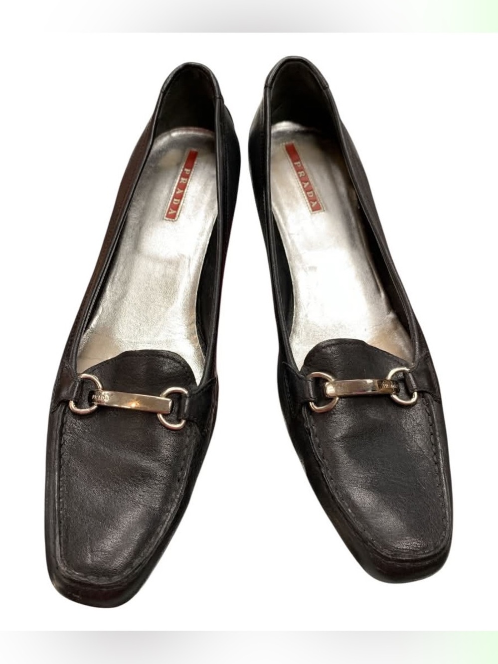 Prada Black Leather Horsebit Loafers S7
